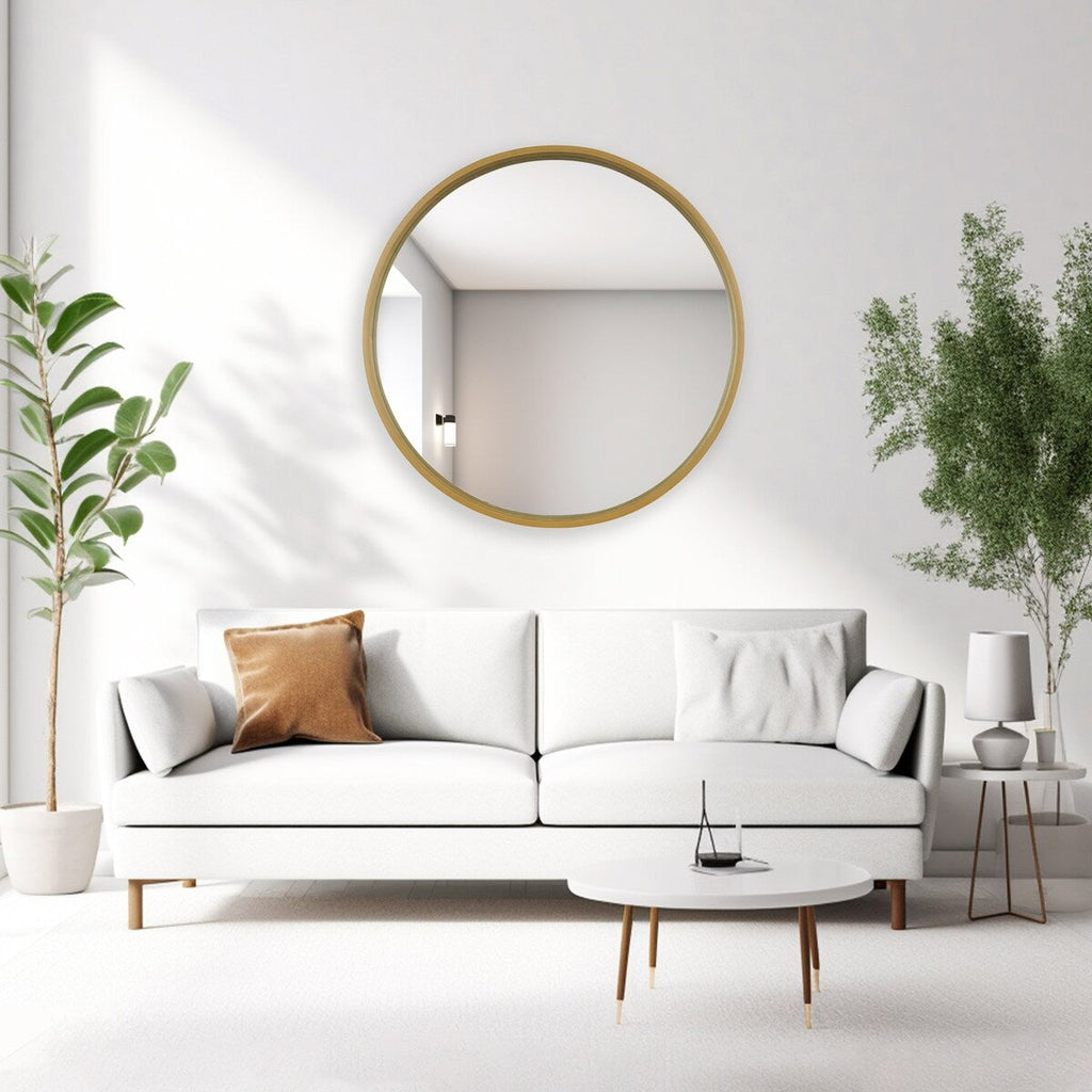 Miroir mural rond classique avec cadre en bois