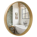 Miroir mural rond classique avec cadre en bois