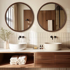 Miroir mural rond classique avec cadre en bois