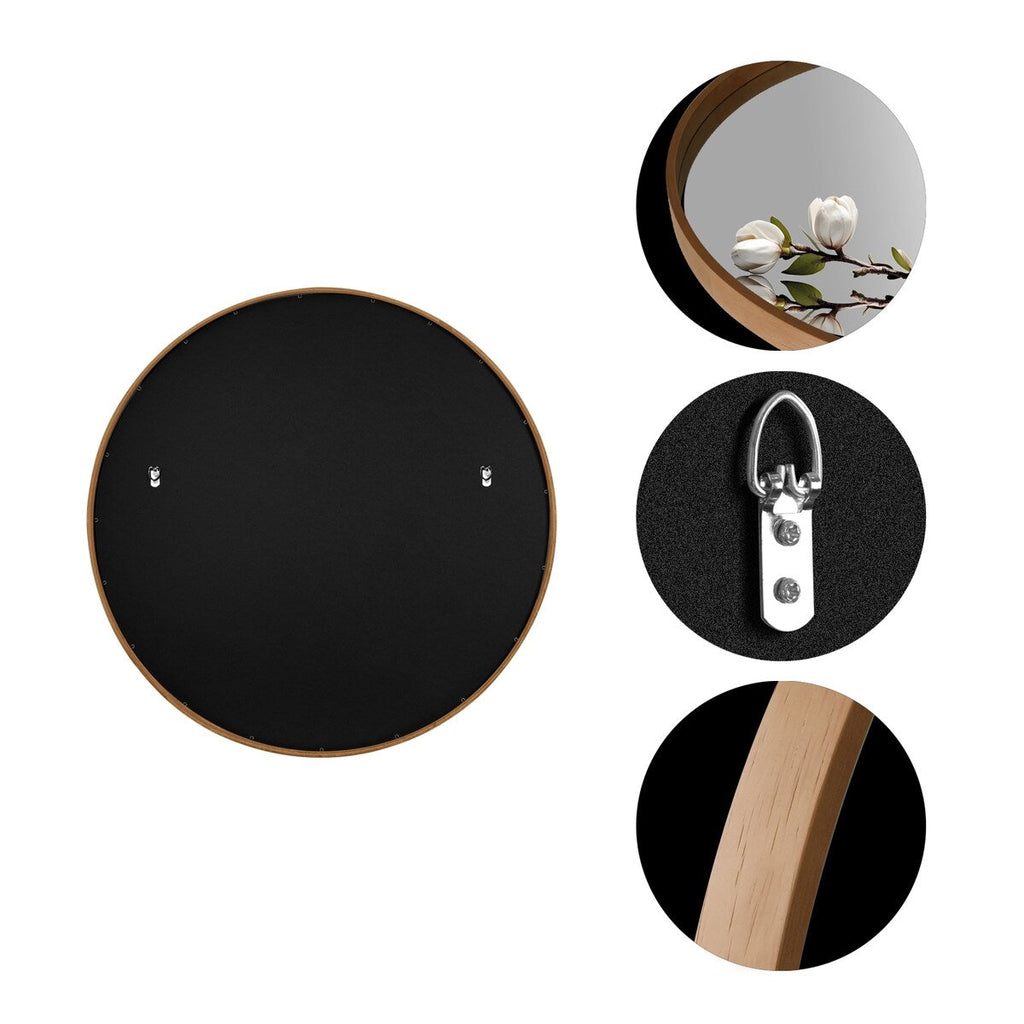 Miroir mural rond classique avec cadre en bois