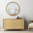 Miroir mural rond classique avec cadre en bois