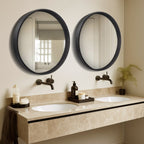 Miroir mural rond classique avec cadre en bois