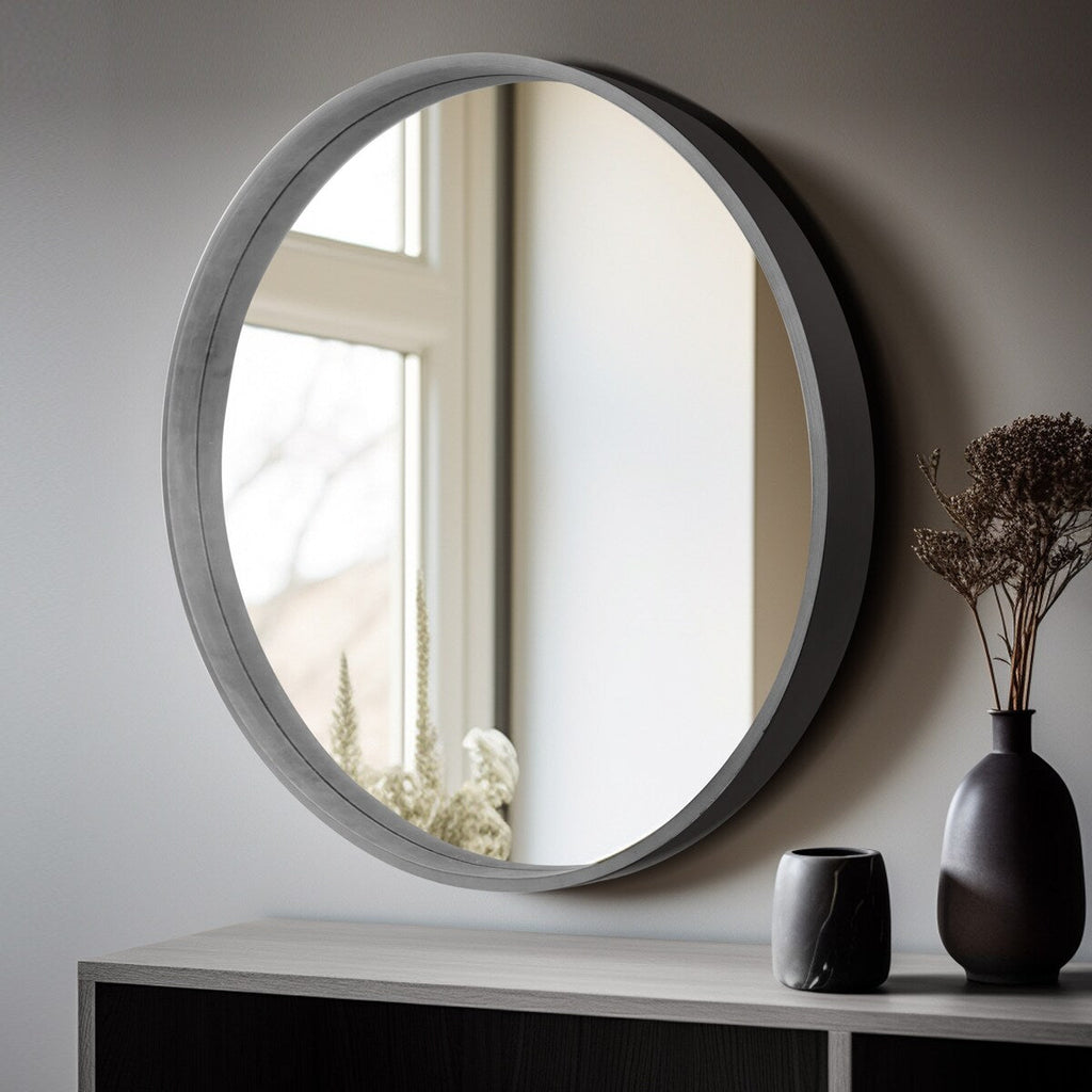 Miroir mural rond classique avec cadre en bois
