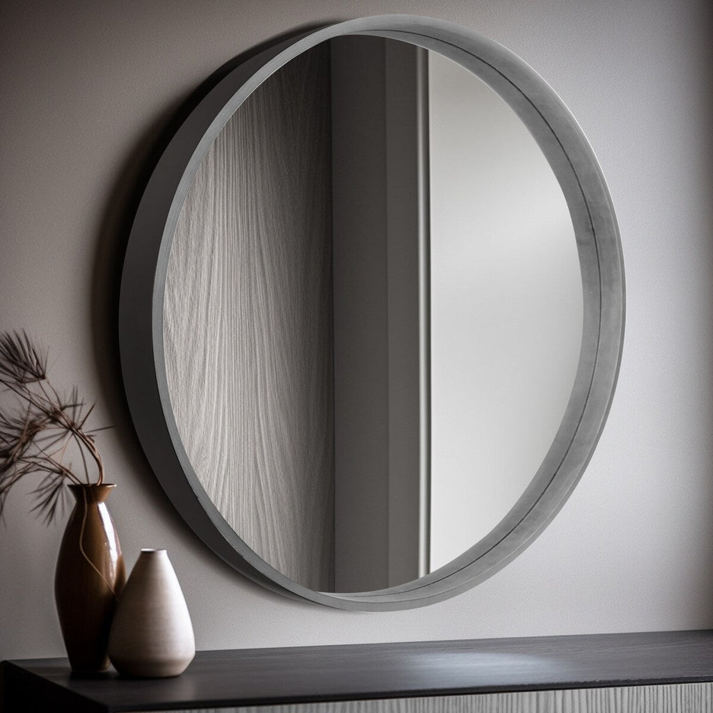 Miroir mural rond classique avec cadre en bois