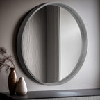 Miroir mural rond classique avec cadre en bois