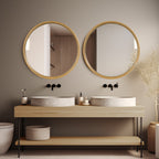 Miroir mural rond classique avec cadre en bois