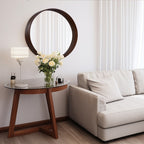 Miroir mural rond classique avec cadre en bois
