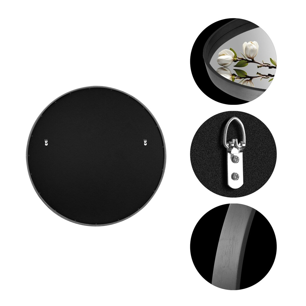 Miroir mural rond classique avec cadre en bois