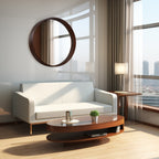 Miroir mural rond classique avec cadre en bois