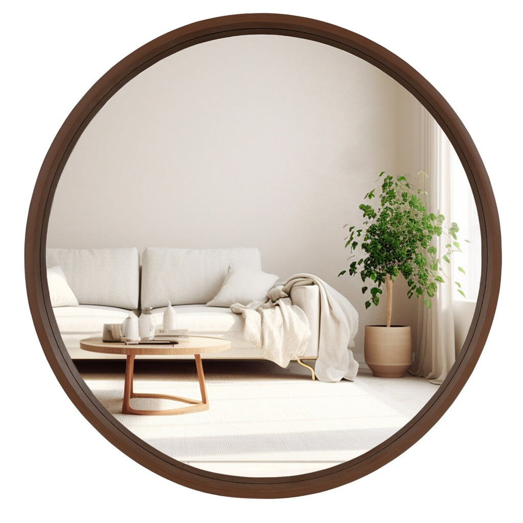 Miroir mural rond classique avec cadre en bois