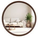 Miroir mural rond classique avec cadre en bois