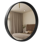 Miroir mural rond classique avec cadre en bois