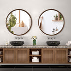 Miroir mural rond classique avec cadre en bois