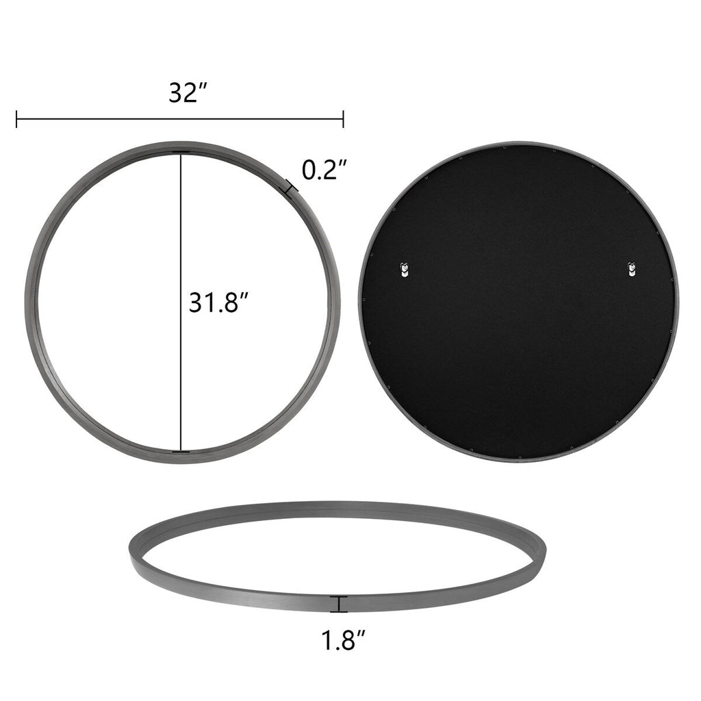 Miroir mural rond classique avec cadre en bois