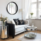 Miroir mural rond classique avec cadre en bois