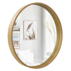 Miroir mural rond classique avec cadre en bois