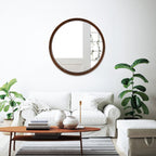 Miroir mural rond classique avec cadre en bois
