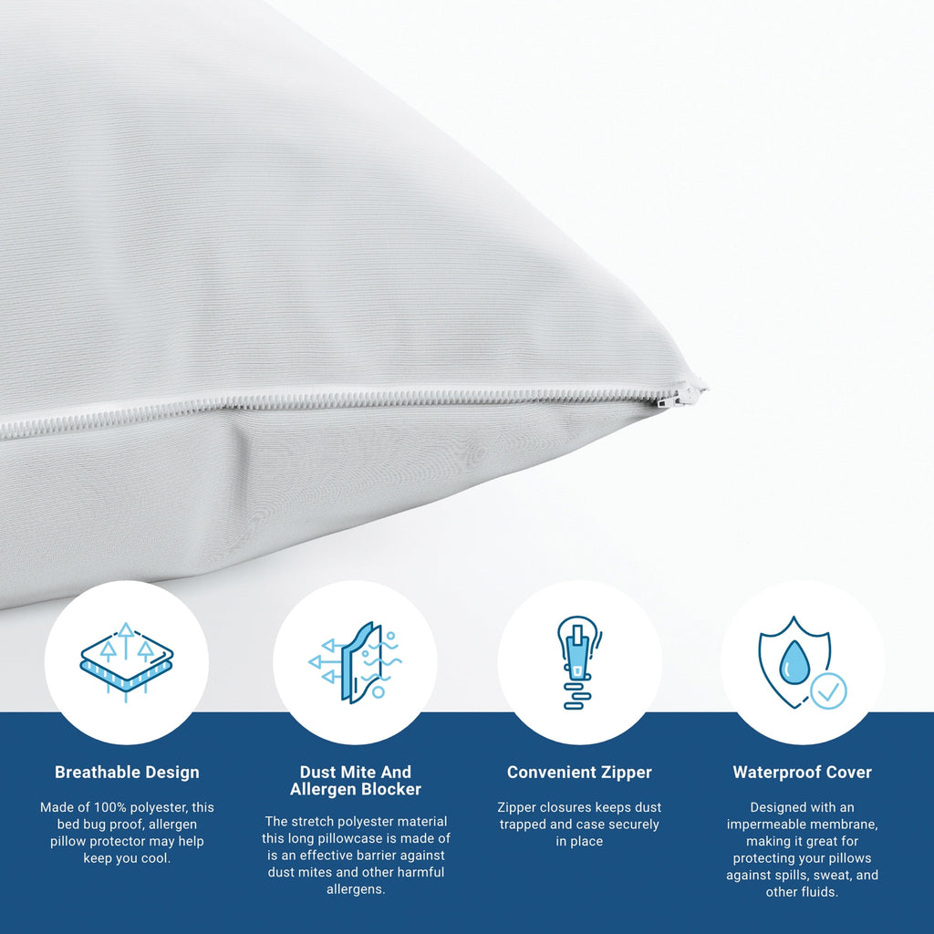 Protège-oreiller anti-allergènes CleanAir, imperméable, anti-punaises de lit et anti-poussière, respirant