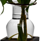 Vase amphore transparent sur support métallique