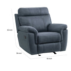 Fauteuil d'appoint inclinable manuel Clif 38 pouces, microfibre bleue, bois