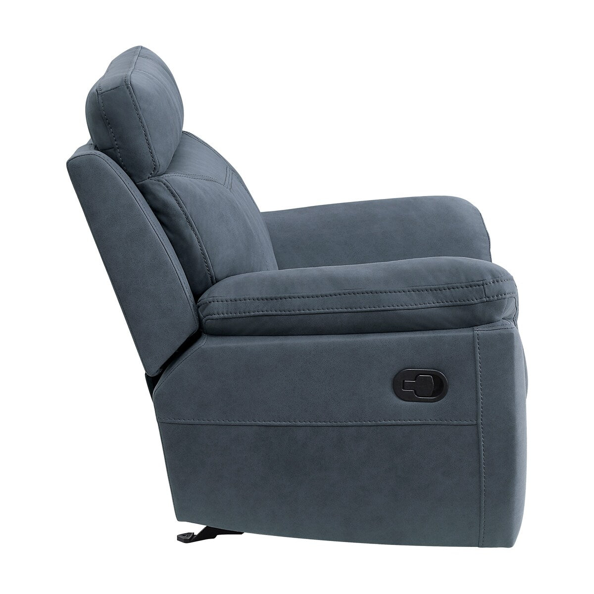 Fauteuil d'appoint inclinable manuel Clif 38 pouces, microfibre bleue, bois