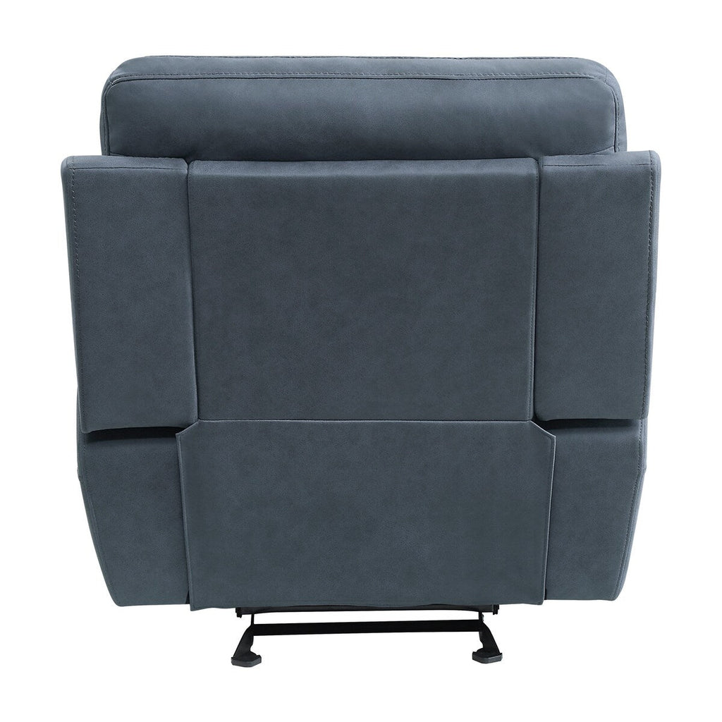 Fauteuil d'appoint inclinable manuel Clif 38 pouces, microfibre bleue, bois