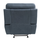 Fauteuil d'appoint inclinable manuel Clif 38 pouces, microfibre bleue, bois