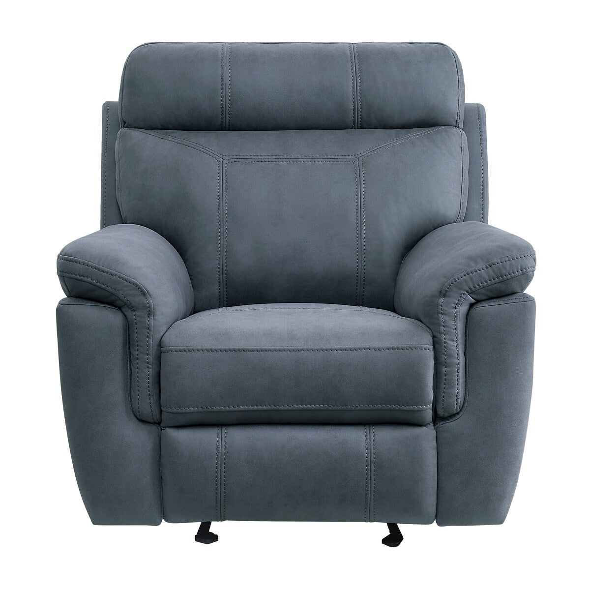 Fauteuil d'appoint inclinable manuel Clif 38 pouces, microfibre bleue, bois