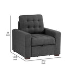 Chaise Cliff 94 cm, pouf gigogne, polyester gris foncé, bois expresso
