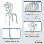 Ensemble bistrot extérieur 3 pièces Clihome en aluminium moulé résistant à la rouille
