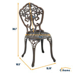 Ensemble bistrot extérieur 3 pièces Clihome en aluminium moulé résistant à la rouille
