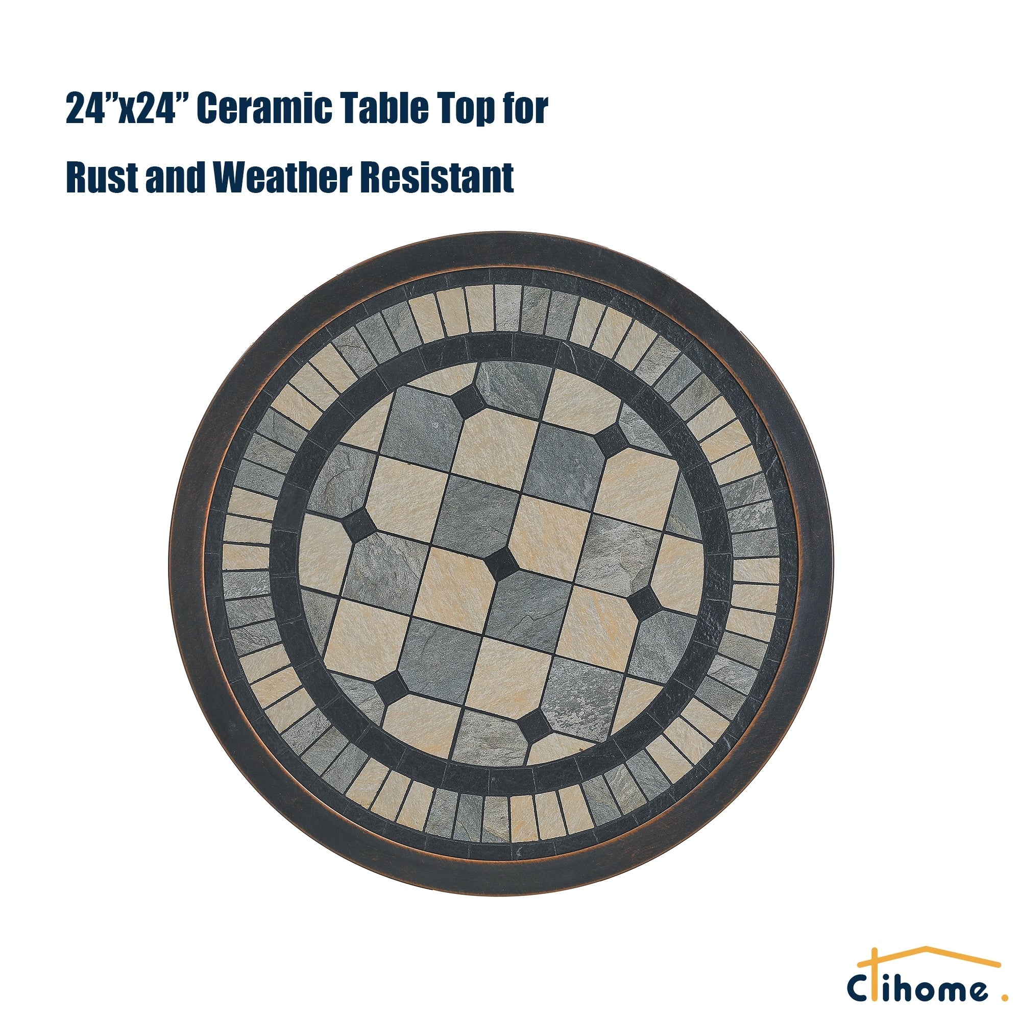 Ensemble bistrot extérieur 3 pièces Clihome en aluminium moulé résistant à la rouille