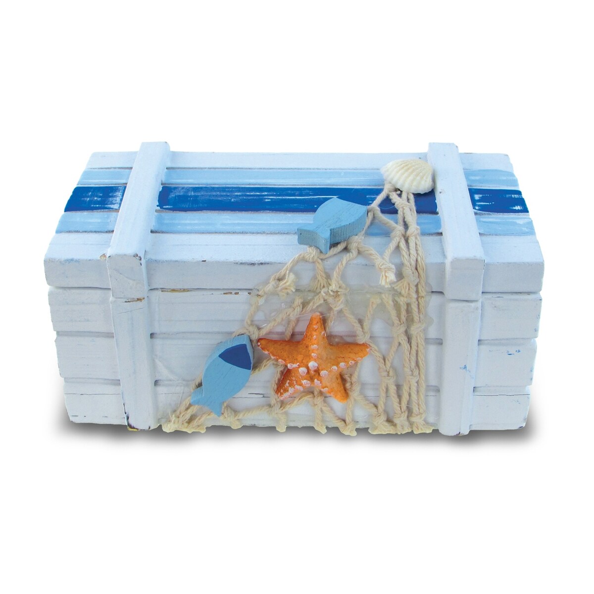 Coffret à bijoux en bois à rayures bleu clair CoTa Global avec étoile de mer – 1,5 m (L) x 7,5 m (l) x 6,7 m (H)
