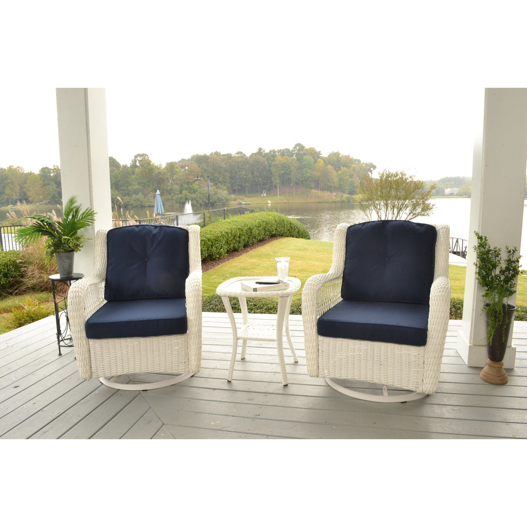 Ensemble de 3 chaises pivotantes en osier pour l'extérieur Rio Vista