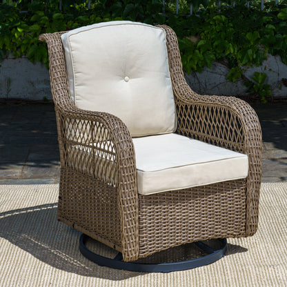 Ensemble de 3 chaises pivotantes en osier pour l'extérieur Rio Vista