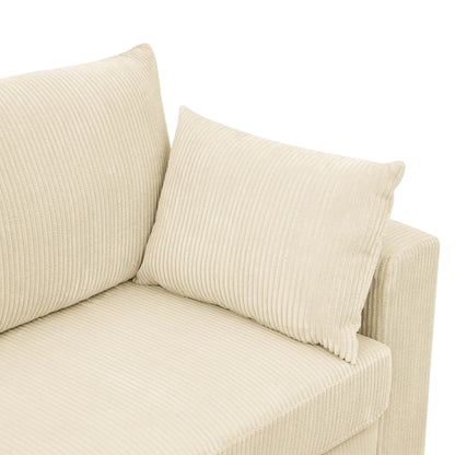 Canapé en velours côtelé de style côtier - 31 P x 79 L x 34 H