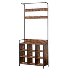 Coat Rack with Shoe Rack for Entryway, 3-in-1 with 7 Hooks, a Hanging Rod
