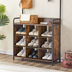 Coat Rack with Shoe Rack for Entryway, 3-in-1 with 7 Hooks, a Hanging Rod
