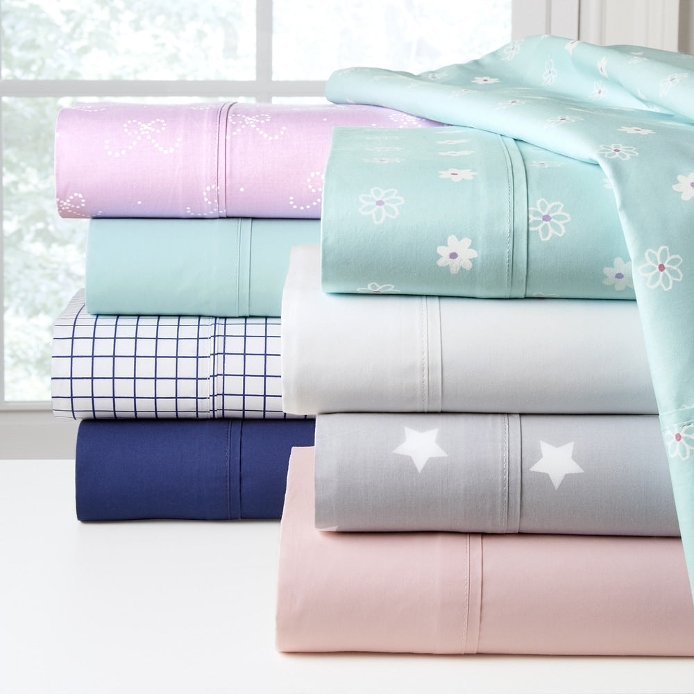 Parure de draps Pointehaven en percale de coton peigné, respirante, unie ou imprimée