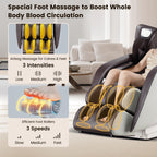 Fauteuil de massage complet confortable avec commande vocale et rouleau chauffant pour les pieds