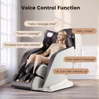 Fauteuil de massage complet confortable avec commande vocale et rouleau chauffant pour les pieds