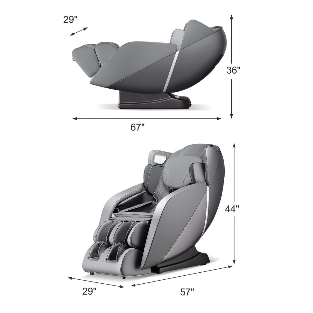 Fauteuil de massage complet confortable avec commande vocale et rouleau chauffant pour les pieds