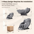 Fauteuil de massage complet confortable avec commande vocale et rouleau chauffant pour les pieds