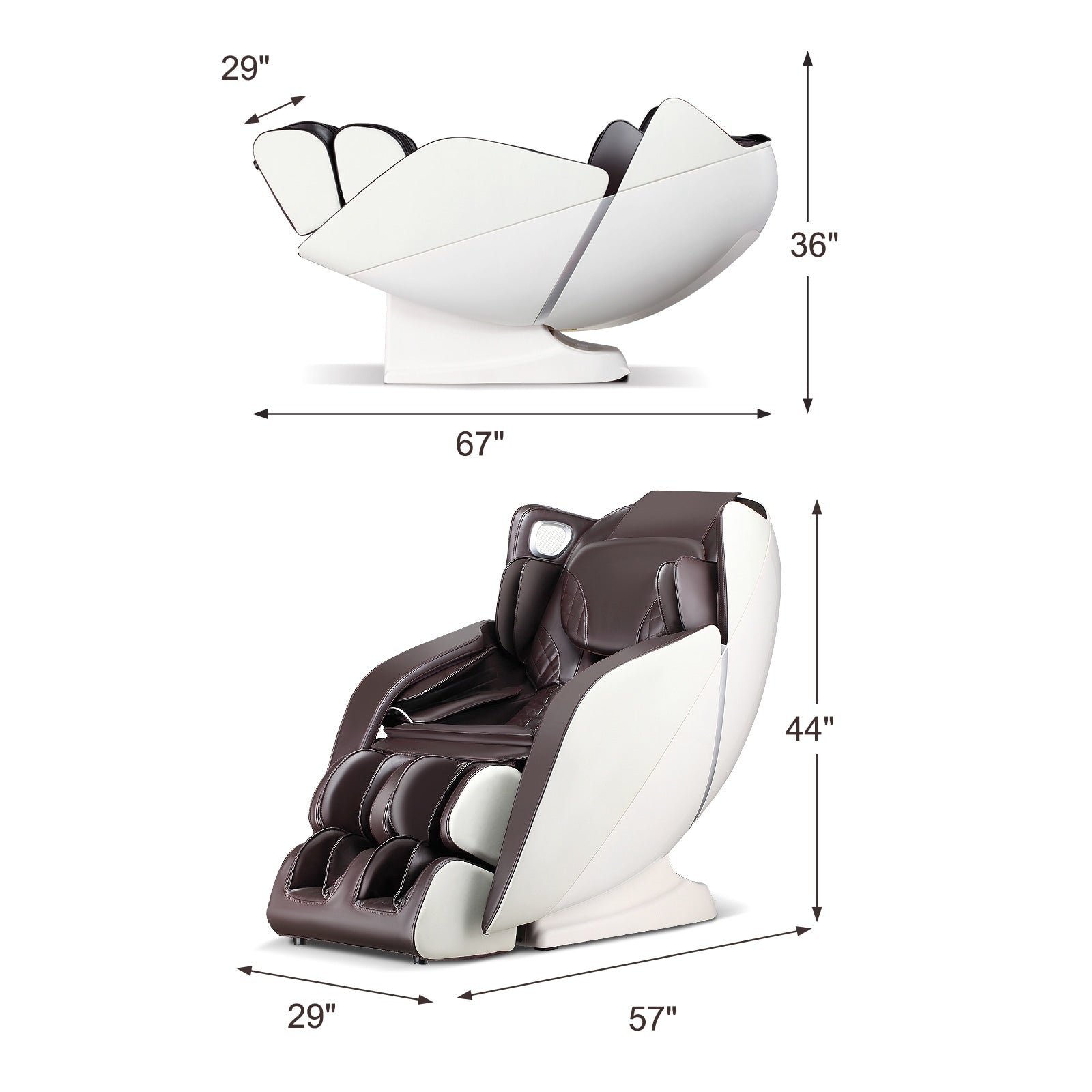 Fauteuil de massage complet confortable avec commande vocale et rouleau chauffant pour les pieds