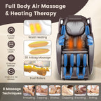 Fauteuil de massage complet confortable avec commande vocale et rouleau chauffant pour les pieds