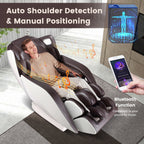 Fauteuil de massage complet confortable avec commande vocale et rouleau chauffant pour les pieds