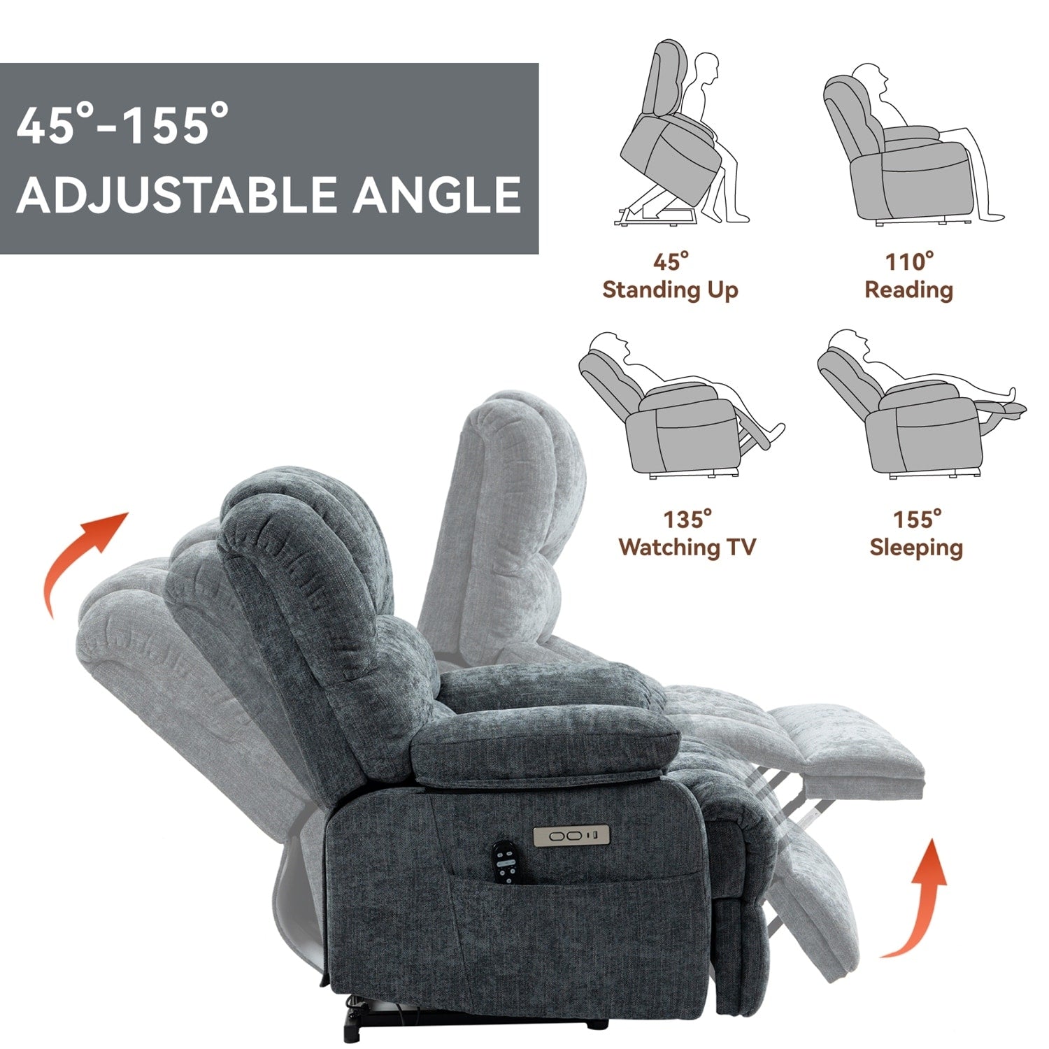 Fauteuil inclinable électrique confortable avec massage avancé