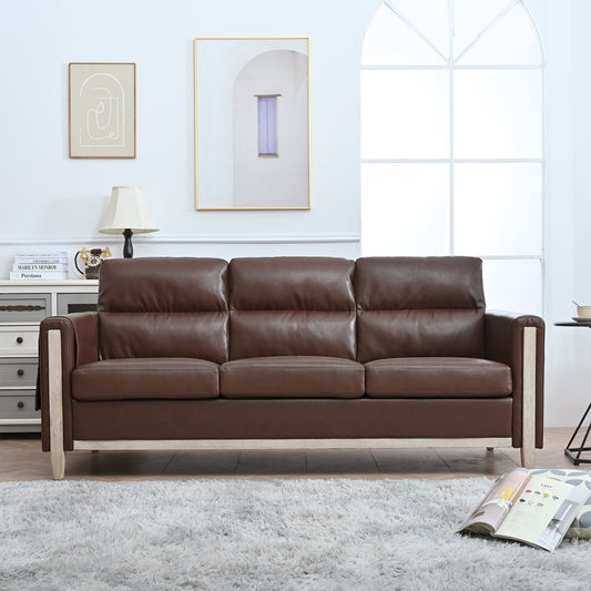 Canapé trois places confortable en bois massif rembourré - 31,30 x 79,53 x 35,43