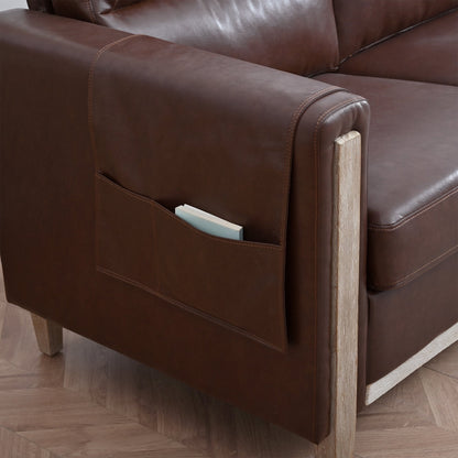 Canapé trois places confortable en bois massif rembourré - 31,30 x 79,53 x 35,43