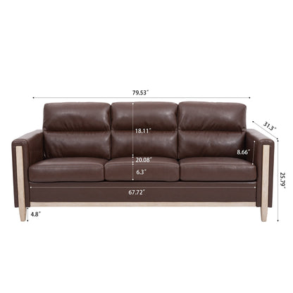 Canapé trois places confortable en bois massif rembourré - 31,30 x 79,53 x 35,43